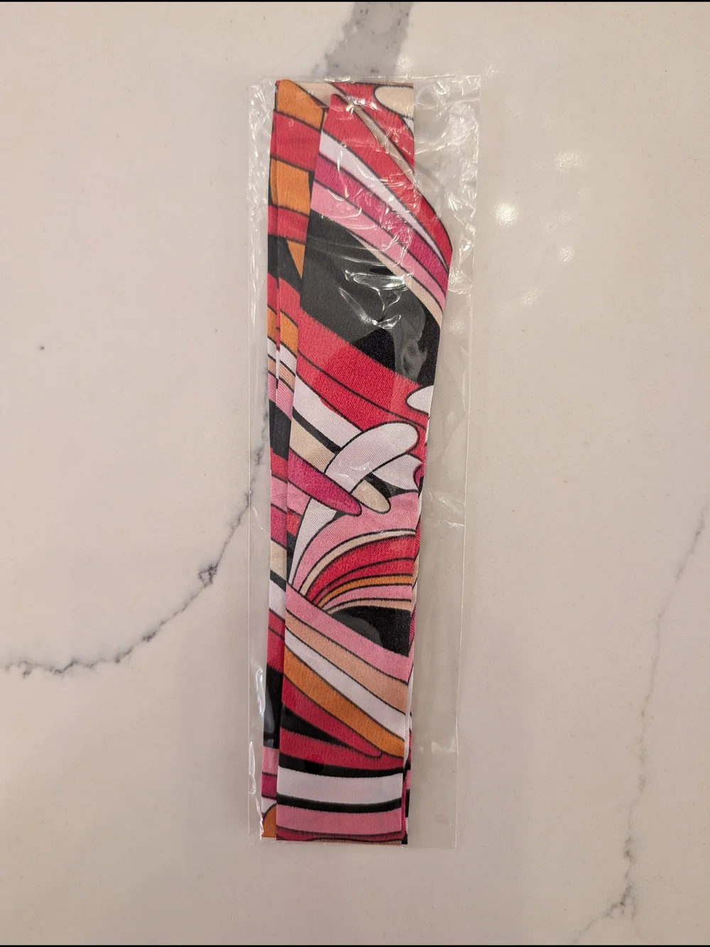 Black/Pink/Orange/White Swirl Twilly Scarf